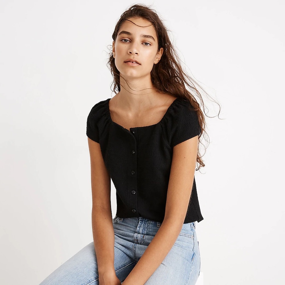 Madewell Button Front Top size S in Black item #i8989